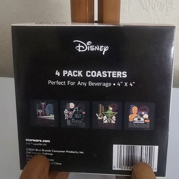 New! Star Wars Square Coasters Set Of 4 Different Designs Galactic Empire Disney - Picture 6 of 6